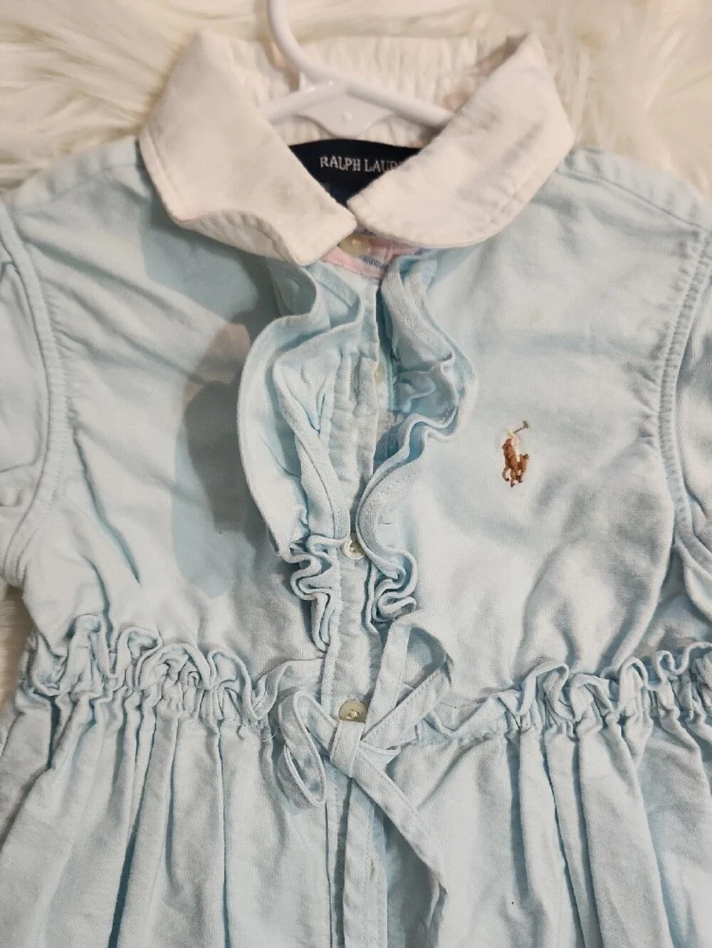Light Blue Polo Shirt Dress with White Trim - Size: 3T - Brand: Ralph Lauren